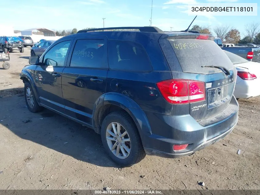 2014 Dodge Journey Sxt VIN: 3C4PDDBG4ET118101 Lot: 40793923