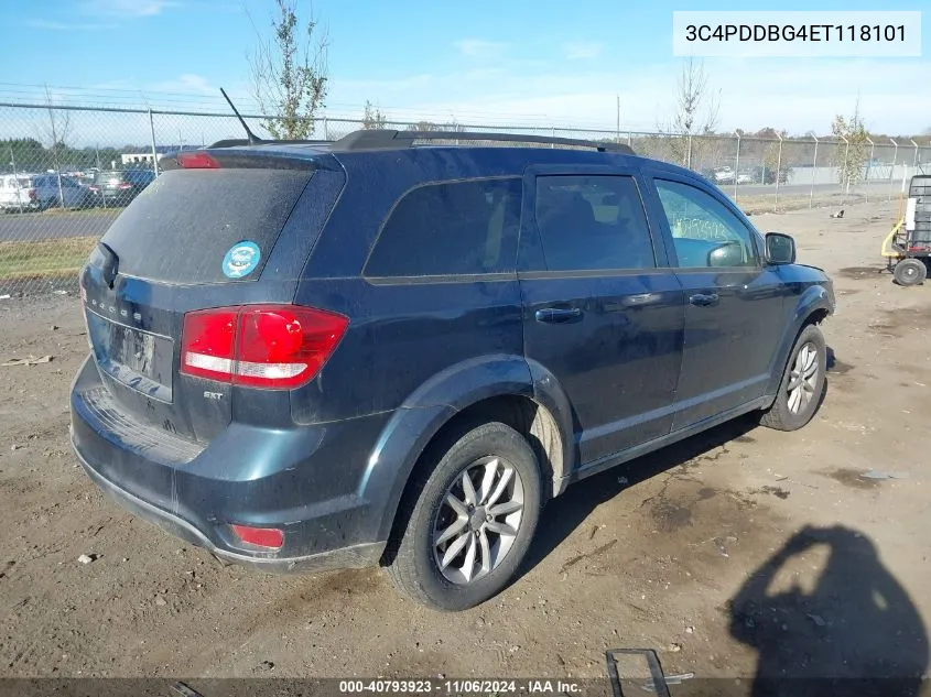 2014 Dodge Journey Sxt VIN: 3C4PDDBG4ET118101 Lot: 40793923