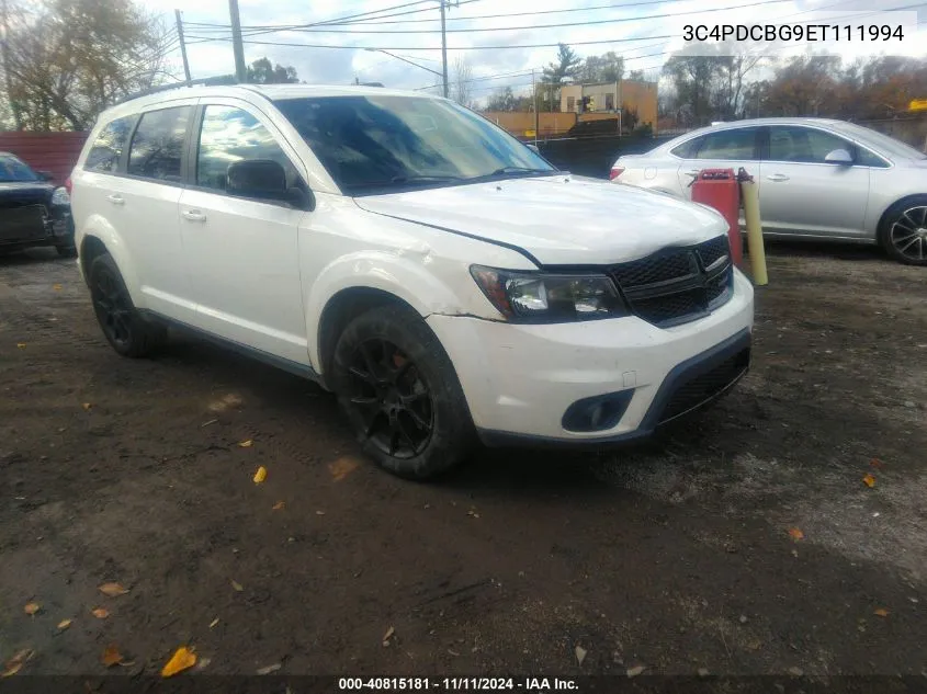 2014 Dodge Journey Sxt VIN: 3C4PDCBG9ET111994 Lot: 40815181