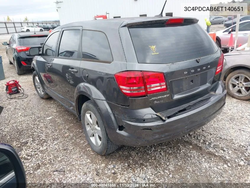 2014 Dodge Journey American Value Pkg VIN: 3C4PDCAB6ET140651 Lot: 40841858