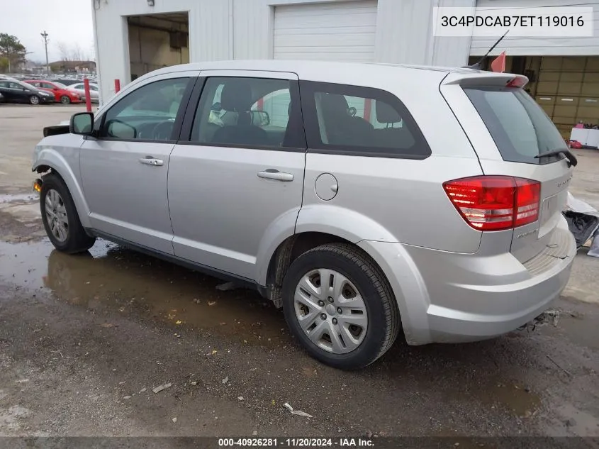 2014 Dodge Journey American Value Pkg VIN: 3C4PDCAB7ET119016 Lot: 40926281