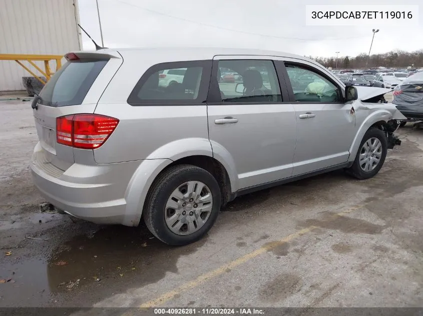 2014 Dodge Journey American Value Pkg VIN: 3C4PDCAB7ET119016 Lot: 40926281