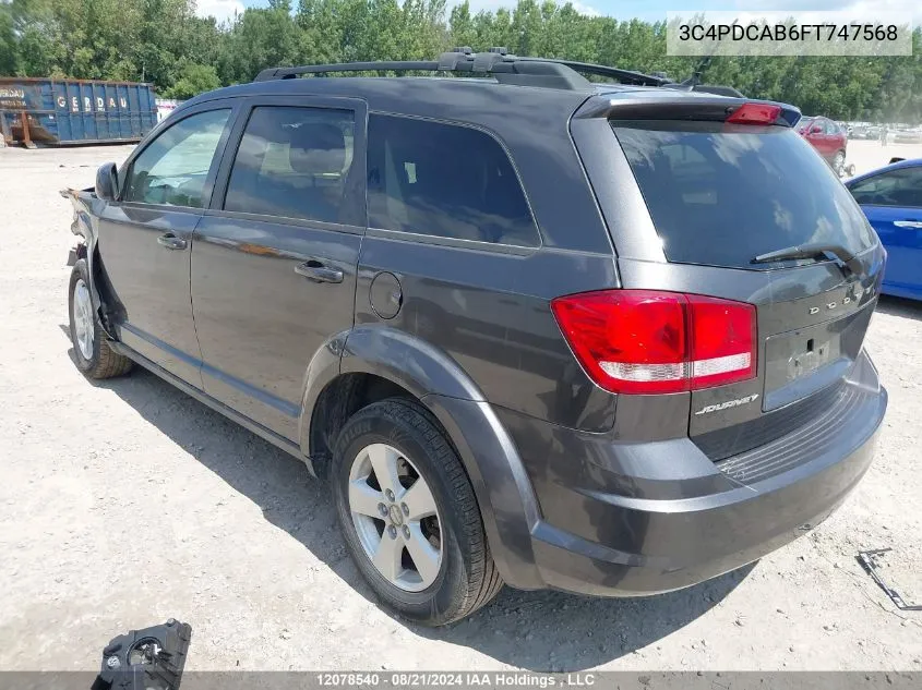 2015 Dodge Journey Se VIN: 3C4PDCAB6FT747568 Lot: 12078540