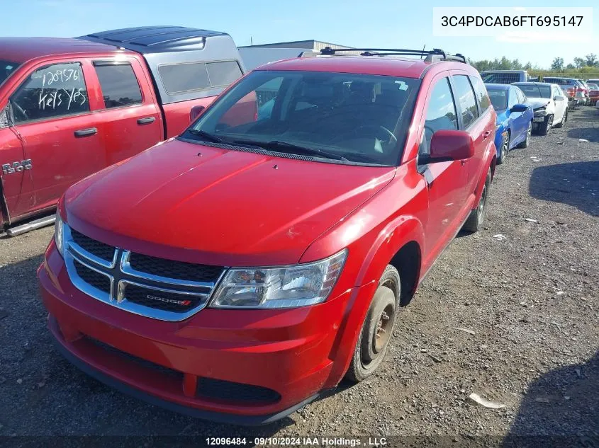 2015 Dodge Journey Se VIN: 3C4PDCAB6FT695147 Lot: 12096484