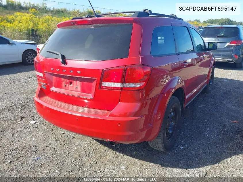 2015 Dodge Journey Se VIN: 3C4PDCAB6FT695147 Lot: 12096484