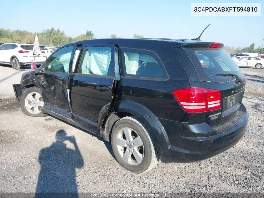 2015 Dodge Journey Se VIN: 3C4PDCABXFT594810 Lot: 12099792