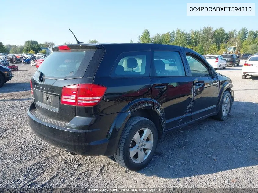 2015 Dodge Journey Se VIN: 3C4PDCABXFT594810 Lot: 12099792