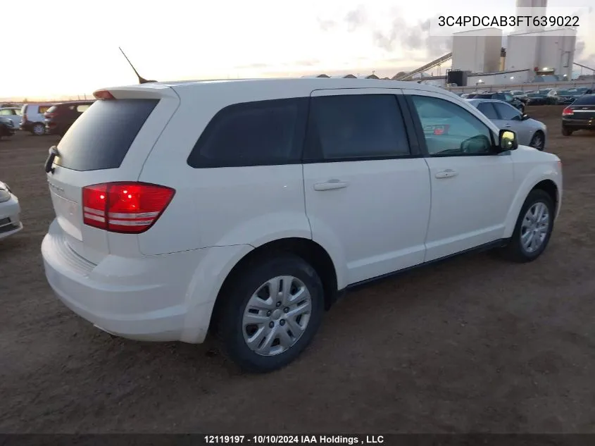 2015 Dodge Journey Cvp/Se Plus VIN: 3C4PDCAB3FT639022 Lot: 12119197