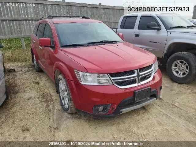 2015 Dodge Journey R/T VIN: 3C4PDDFG3FT535933 Lot: 20166403