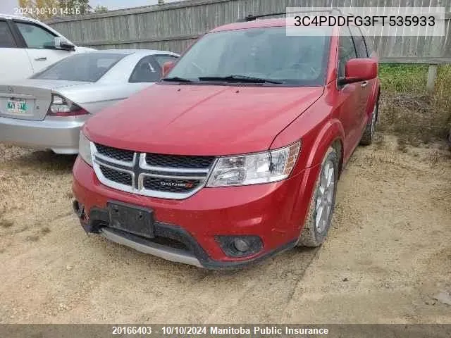 2015 Dodge Journey R/T VIN: 3C4PDDFG3FT535933 Lot: 20166403