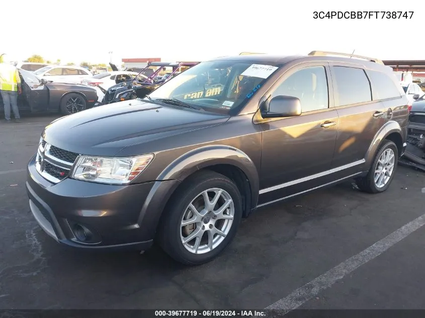 2015 Dodge Journey Sxt VIN: 3C4PDCBB7FT738747 Lot: 39677719