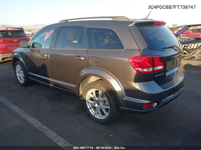 2015 Dodge Journey Sxt VIN: 3C4PDCBB7FT738747 Lot: 39677719