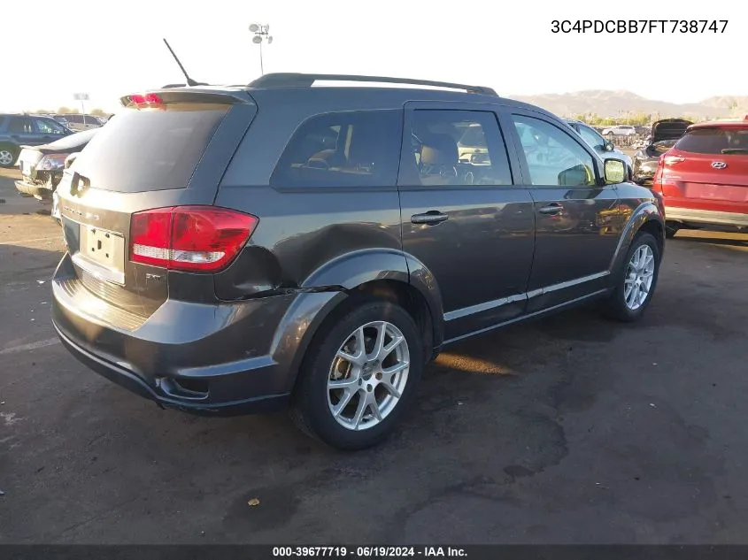 2015 Dodge Journey Sxt VIN: 3C4PDCBB7FT738747 Lot: 39677719