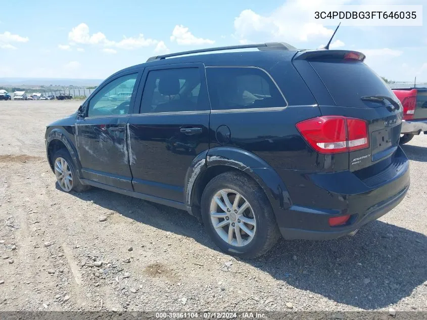 2015 Dodge Journey Sxt VIN: 3C4PDDBG3FT646035 Lot: 39861104