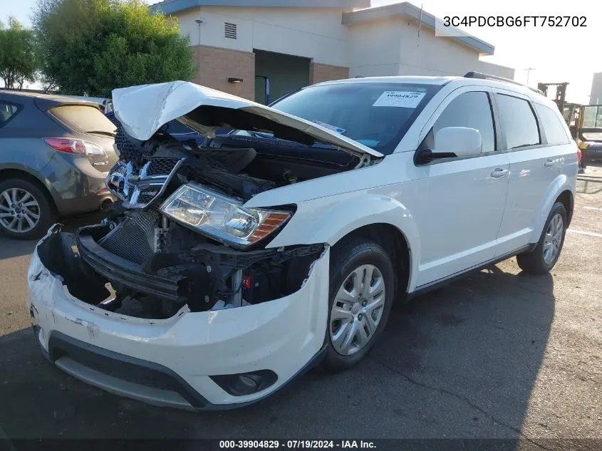 2015 Dodge Journey Sxt VIN: 3C4PDCBG6FT752702 Lot: 39904829