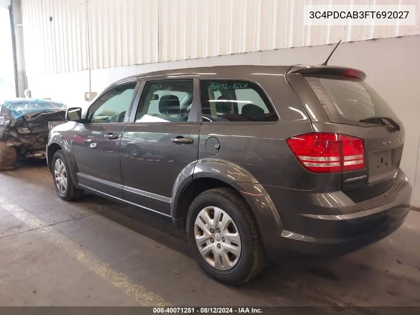 2015 Dodge Journey American Value Pkg VIN: 3C4PDCAB3FT692027 Lot: 40071251