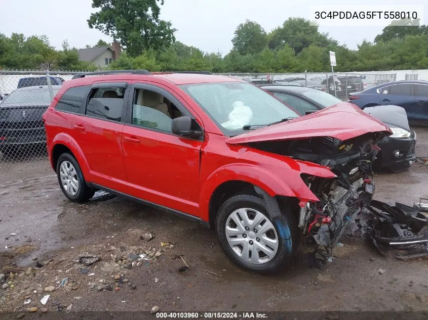 2015 Dodge Journey Se VIN: 3C4PDDAG5FT558010 Lot: 40103960