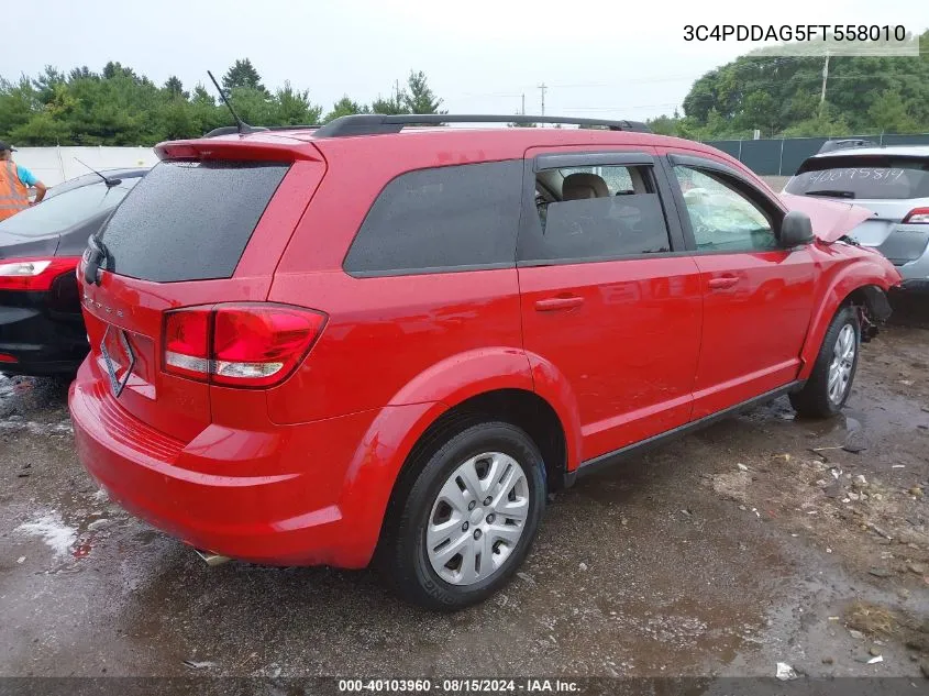 2015 Dodge Journey Se VIN: 3C4PDDAG5FT558010 Lot: 40103960