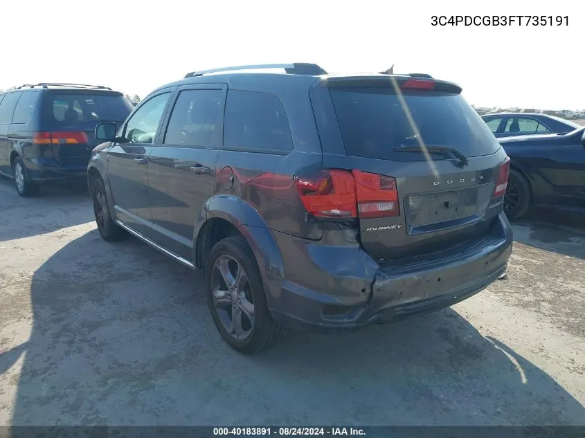 2015 Dodge Journey Crossroad VIN: 3C4PDCGB3FT735191 Lot: 40183891