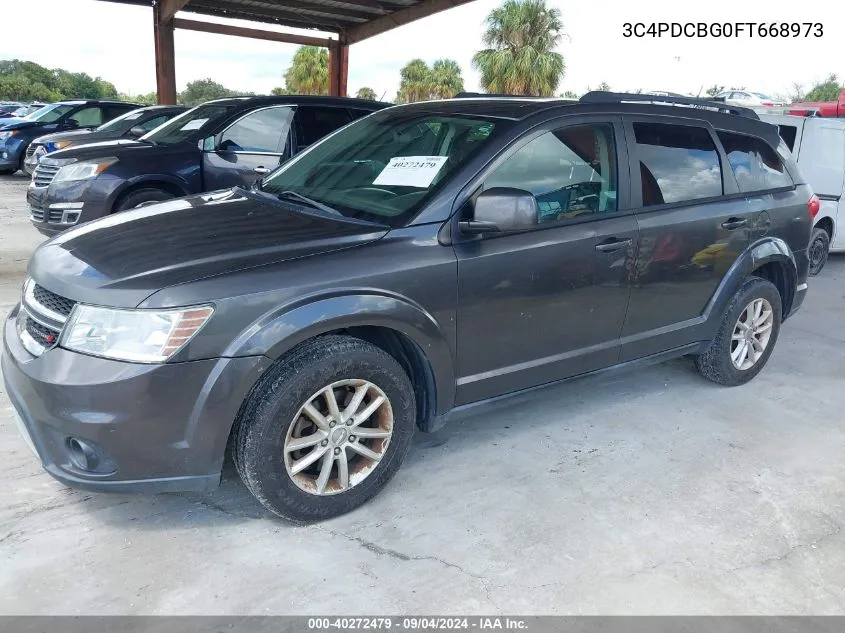 2015 Dodge Journey Sxt VIN: 3C4PDCBG0FT668973 Lot: 40272479