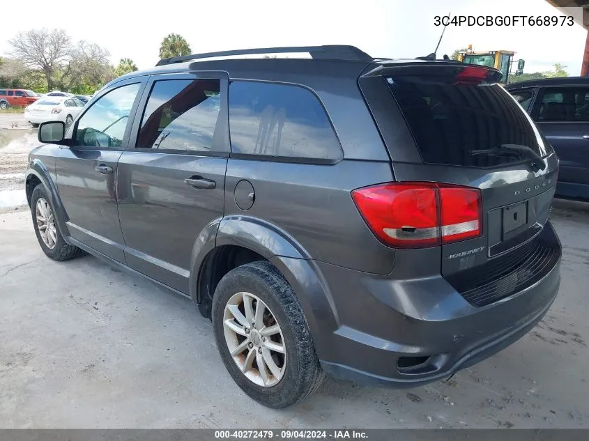 2015 Dodge Journey Sxt VIN: 3C4PDCBG0FT668973 Lot: 40272479