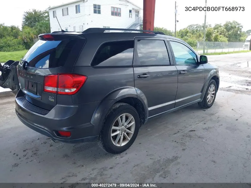 2015 Dodge Journey Sxt VIN: 3C4PDCBG0FT668973 Lot: 40272479