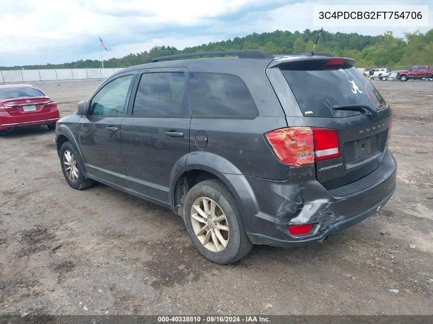 2015 Dodge Journey Sxt VIN: 3C4PDCBG2FT754706 Lot: 40338810