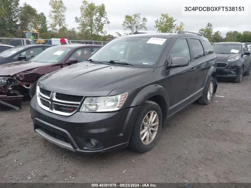 2015 Dodge Journey Sxt VIN: 3C4PDCBGXFT538151 Lot: 40381078