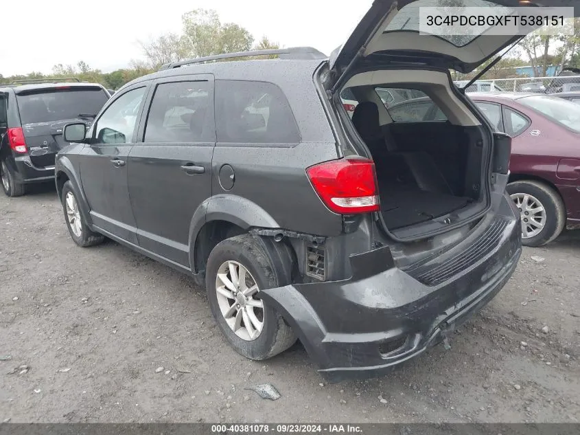 2015 Dodge Journey Sxt VIN: 3C4PDCBGXFT538151 Lot: 40381078