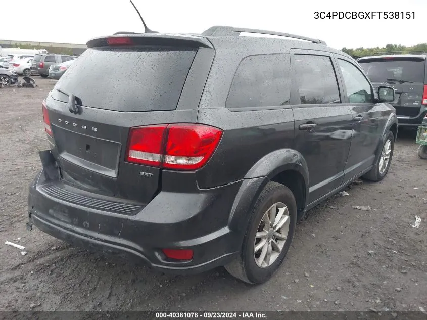 2015 Dodge Journey Sxt VIN: 3C4PDCBGXFT538151 Lot: 40381078