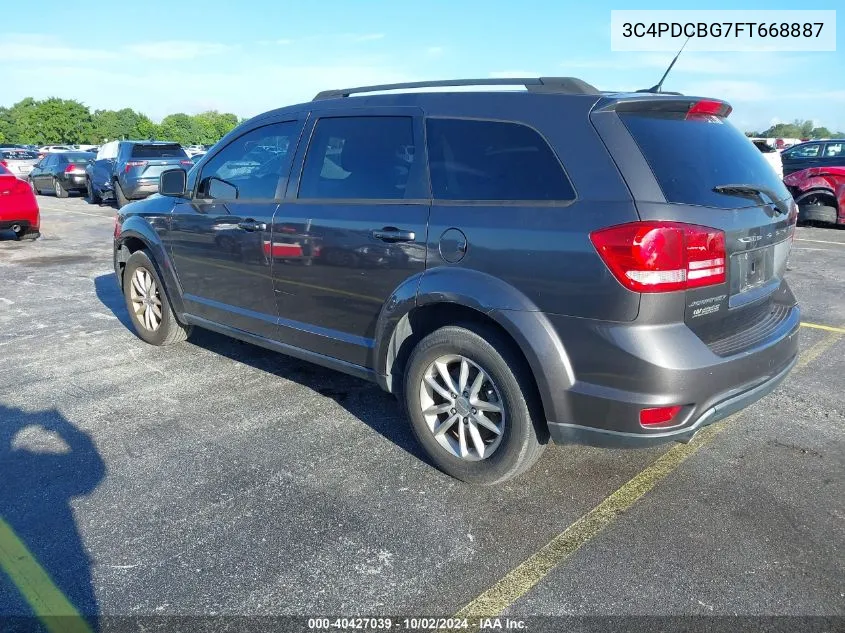 2015 Dodge Journey Sxt VIN: 3C4PDCBG7FT668887 Lot: 40427039