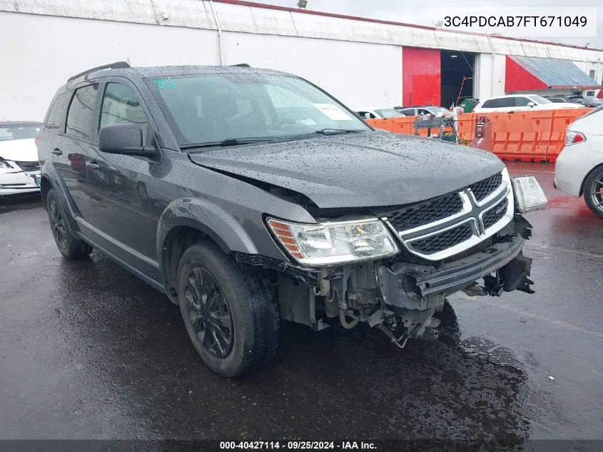 2015 Dodge Journey Se VIN: 3C4PDCAB7FT671049 Lot: 40427114