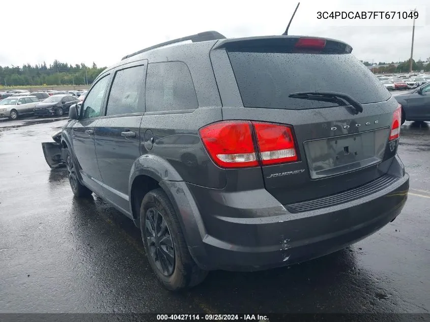 2015 Dodge Journey Se VIN: 3C4PDCAB7FT671049 Lot: 40427114