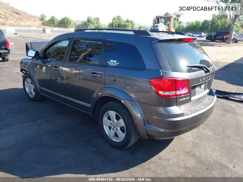 2015 Dodge Journey Se VIN: 3C4PDCAB6FT617743 Lot: 40464102