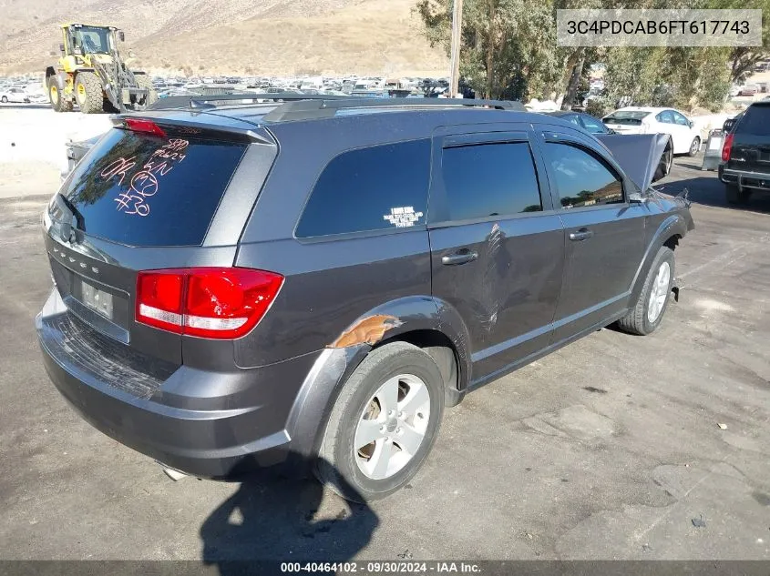 2015 Dodge Journey Se VIN: 3C4PDCAB6FT617743 Lot: 40464102