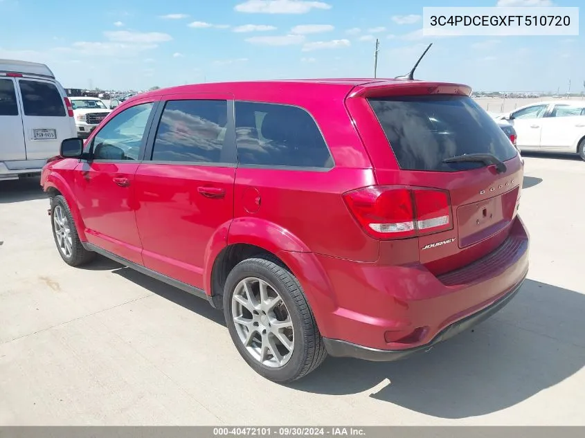 2015 Dodge Journey R/T VIN: 3C4PDCEGXFT510720 Lot: 40472101