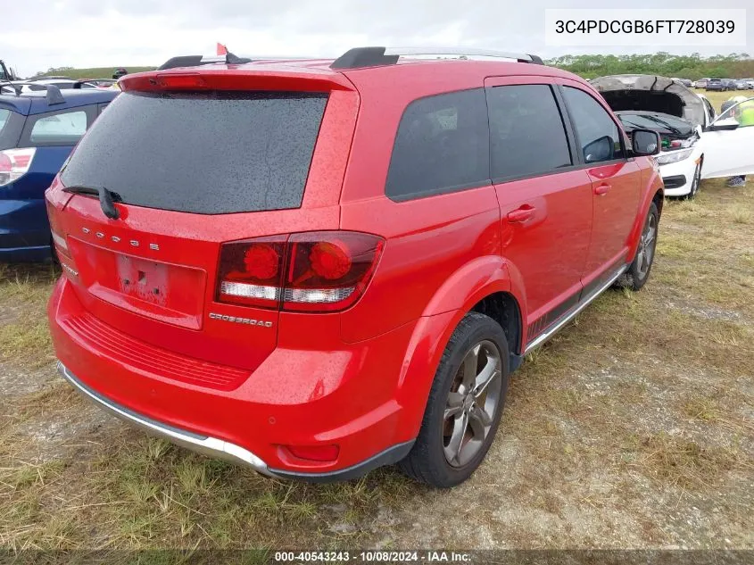 2015 Dodge Journey Crossroad VIN: 3C4PDCGB6FT728039 Lot: 40543243