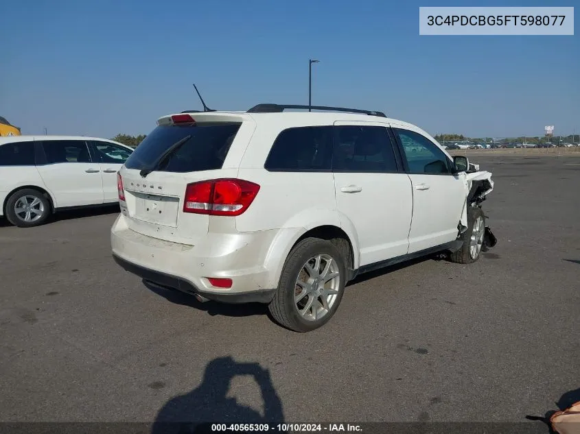 2015 Dodge Journey Sxt VIN: 3C4PDCBG5FT598077 Lot: 40565309