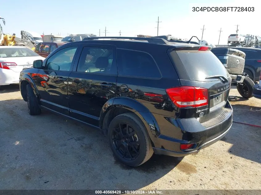 2015 Dodge Journey Sxt VIN: 3C4PDCBG8FT728403 Lot: 40569428