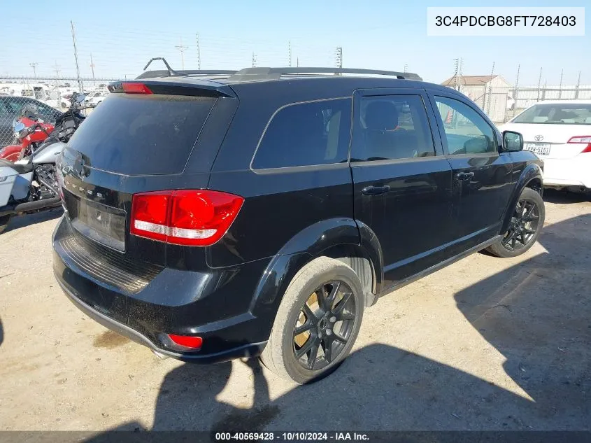 2015 Dodge Journey Sxt VIN: 3C4PDCBG8FT728403 Lot: 40569428