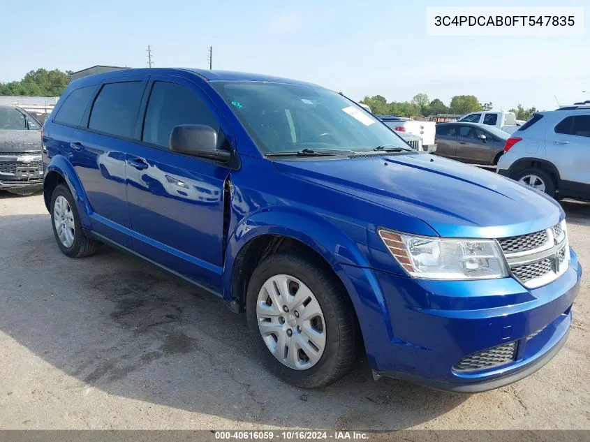 2015 Dodge Journey American Value Pkg VIN: 3C4PDCAB0FT547835 Lot: 40616059