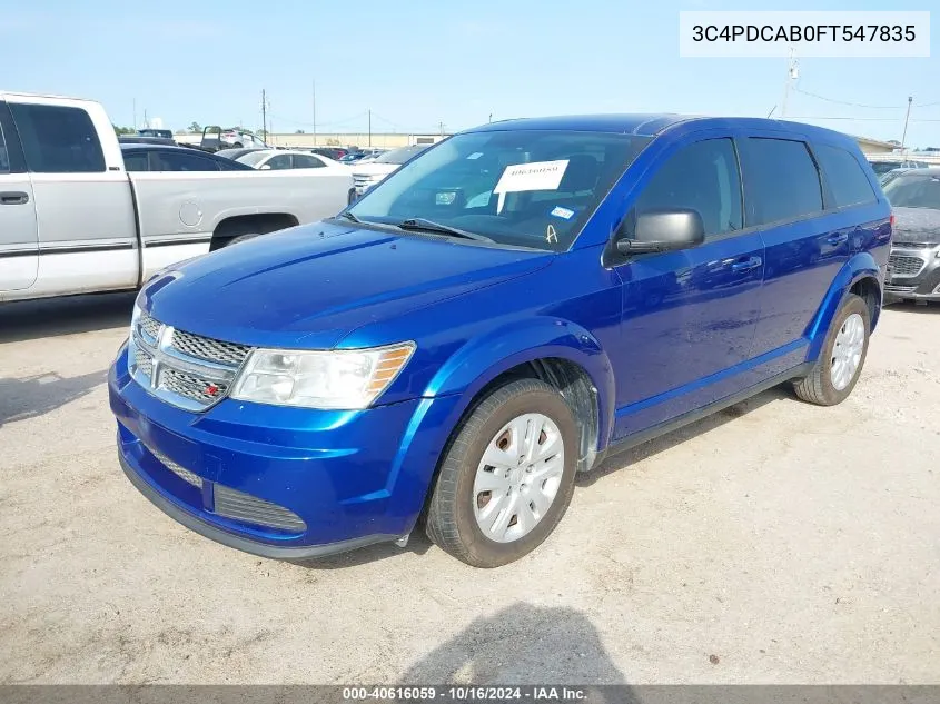 2015 Dodge Journey American Value Pkg VIN: 3C4PDCAB0FT547835 Lot: 40616059