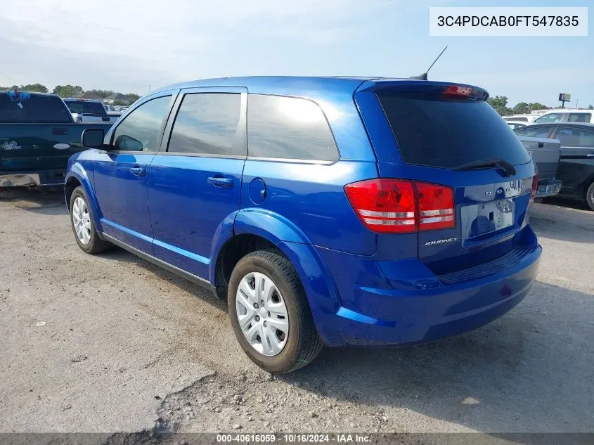 2015 Dodge Journey American Value Pkg VIN: 3C4PDCAB0FT547835 Lot: 40616059