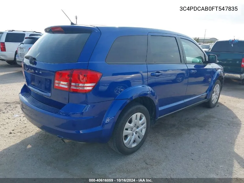 2015 Dodge Journey American Value Pkg VIN: 3C4PDCAB0FT547835 Lot: 40616059