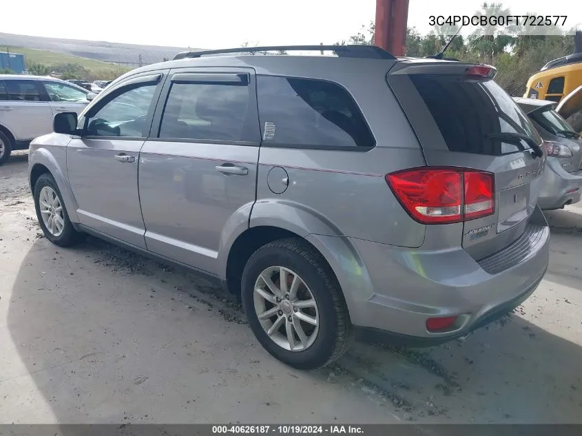 2015 Dodge Journey Sxt VIN: 3C4PDCBG0FT722577 Lot: 40626187