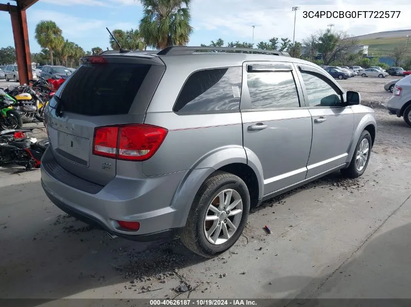 2015 Dodge Journey Sxt VIN: 3C4PDCBG0FT722577 Lot: 40626187