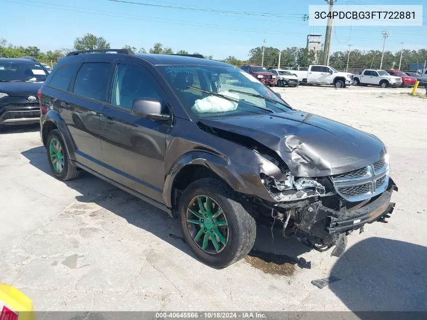 2015 Dodge Journey Sxt VIN: 3C4PDCBG3FT722881 Lot: 40645566