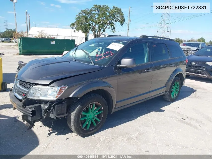 2015 Dodge Journey Sxt VIN: 3C4PDCBG3FT722881 Lot: 40645566