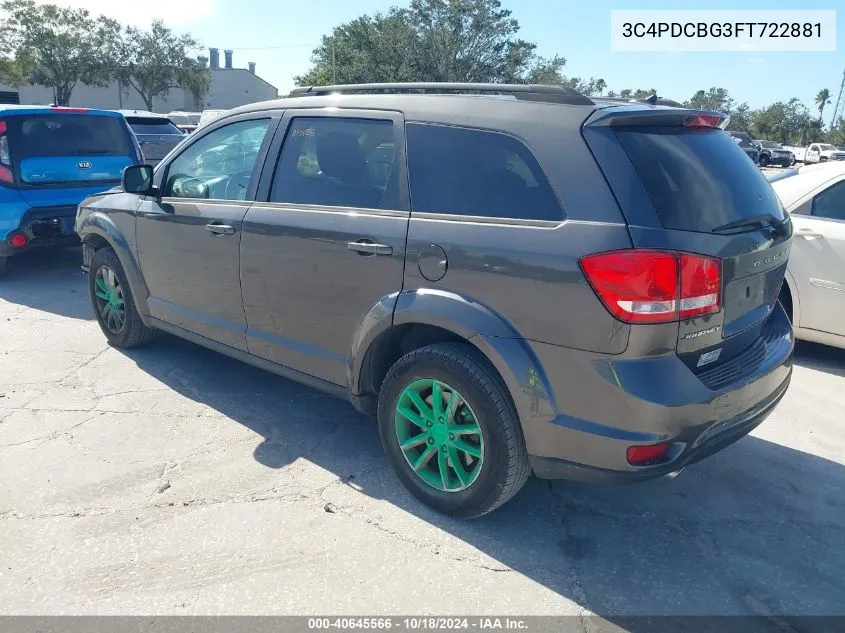 2015 Dodge Journey Sxt VIN: 3C4PDCBG3FT722881 Lot: 40645566