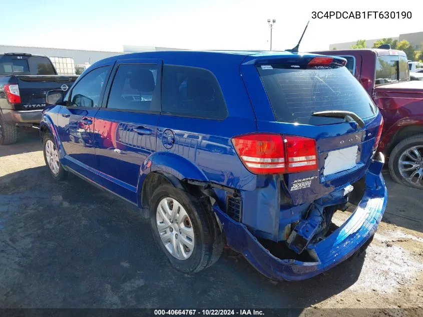 2015 Dodge Journey American Value Pkg VIN: 3C4PDCAB1FT630190 Lot: 40664767